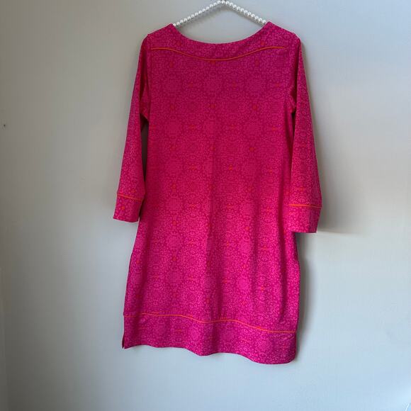 Lands’ End Pink Geometric Shift Dress Size S Bright Casual Tunic Dress - Picture 9 of 9